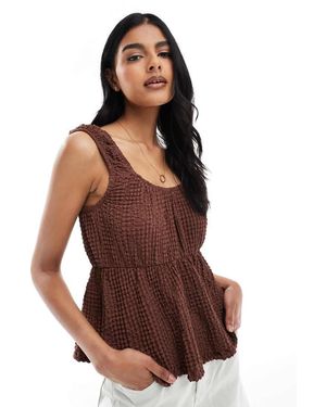 ASOS Top De Estilo Babydoll De Tejido Texturizado De -Rosa - Marrón