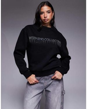 ASOS Weekend Collective Sweatshirt With Hotfix Diamante Graphic - Blue
