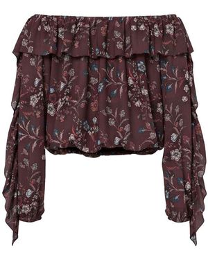 HYPEDROP Top Con Spalle Scoperte Color Vino Di Vigna - Marrone