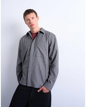 TOPMAN Relaxed Fit Textured Shirt - Grey