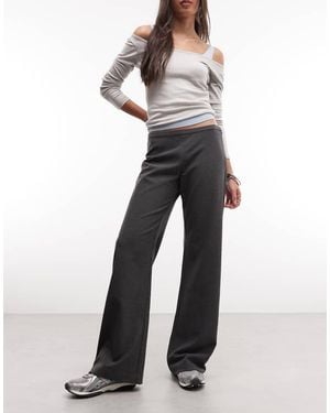 Weekday Flared Suiting Trousers With Side Zip - Grey