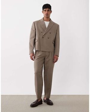 ASOS Tapered Linen Rich Suit Trousers - Natural