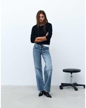 Pull&Bear Low-rise straight-leg-jeans mit herznieten - Weiß
