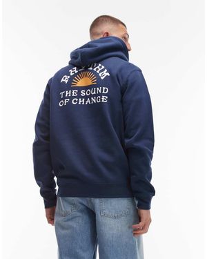 Rhythm Awake Hoodie With Back Print - Blue