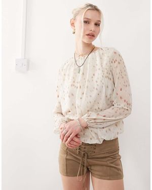 Motel Seita Bambi Print Oversized Blouse - Natural