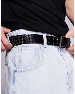 ASOS Belt With Diamond Pyramid Studs - Black