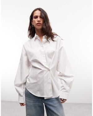 Collusion Camicia Oversize Asimmetrica Bianca Con Bottoni - Bianco