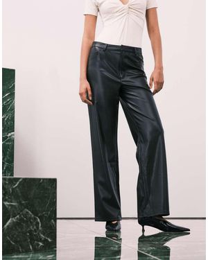 ONLY Pantalones Negros De Pernera Ancha De Cuero Sintético Juicy De - Rosa