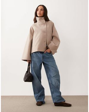 Gina Tricot Mantel mit stehkragen und verstellbarer taille - Blau
