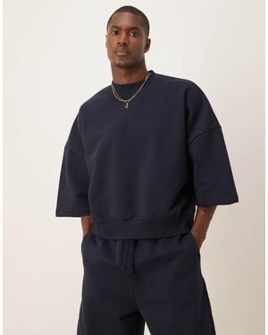 ASOS Co-ord Heavyweight Extreme Oversized Short Sleeve Sweatshirt - Blue