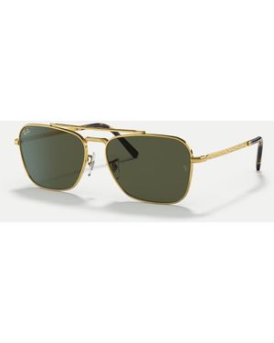 Ray-Ban Gafas De Sol Doradas Cuadradas Con Lentes Verdes New Caravan De