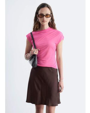 & Other Stories Sheer Asymetric Ruched One Shoulder Top - Pink