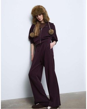 Stradivarius Soft-touch Wide-leg Trousers With Seam Detail - Purple