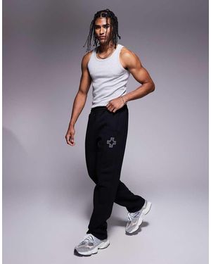 Faded Store Monogram Logo 320gsm Straight Leg jogger - Black