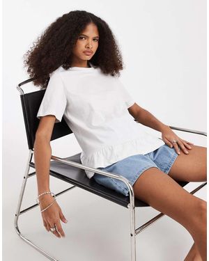 Pieces Frill Trim T-Shirt - White