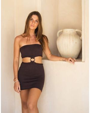 Honest The Label Yara Knitted Cutout Mini Dress - Natural