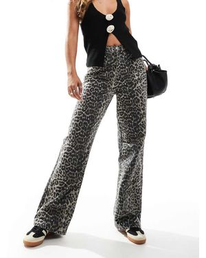 New Look Vaqueros De Pernera Ancha Con Estampado De Leopardo De - Negro