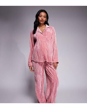 ASOS Pijama Rosa De Terciopelo Texturizado De Asos Design Maternity-Neutro