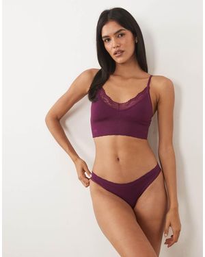 Cotton On Jersey Bralette And Matching Thong - Brown