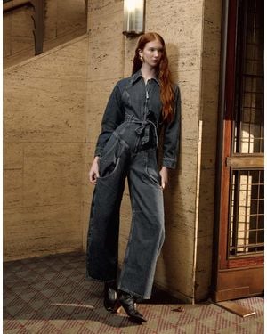 TOPSHOP Tolu Coker X Denim Barrel Leg Jumpsuit Circular Design - Blue