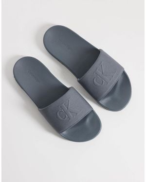 Calvin Klein Essential Monogram Slides - Blue