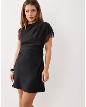 Forever New – minikleid aus satin und spitzenmix - Schwarz