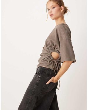 ASOS Textured Cut Out Detail T-shirt - Grey