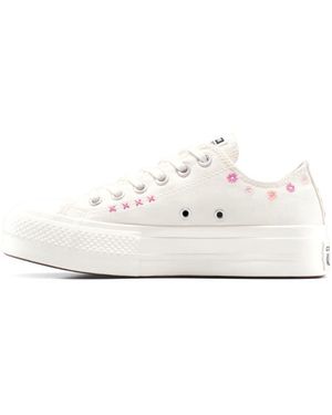 Converse Chuck Taylor All Star Lift Floral Embroidery Low Top - White