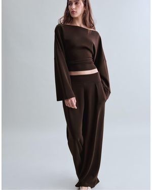 Stradivarius Asymmetric Cropped Sweatshirt - Black