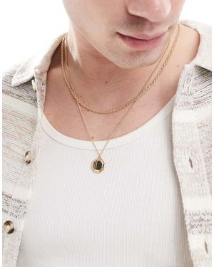 ASOS Pack De 2 Collares Dorados Con Colgante De Hexágono De - Neutro
