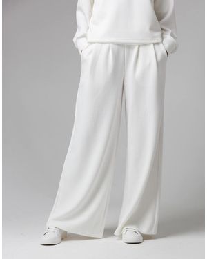 French Connection Luxe Wide Leg Draped Trouser - White