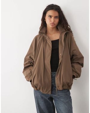 ARKET Funnel Neck Padded Windbreaker - Brown