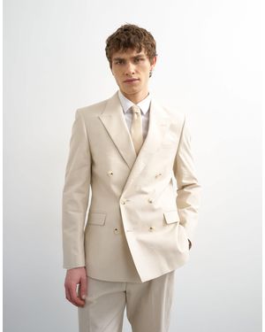 TOPMAN – zweireihiger blazer aus leinenmix - Natur