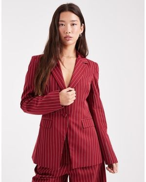 Miss Selfridge Americana Rojo Ceñida Con Raya Diplomática De (Parte De Un Conjunto)