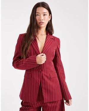 Miss Selfridge Cinch Pinstripe Blazer Co-Ord - Red
