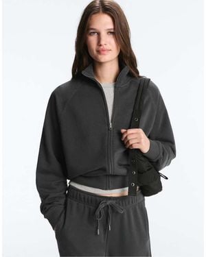 Oysho Round Neck Plush Jacket - Black