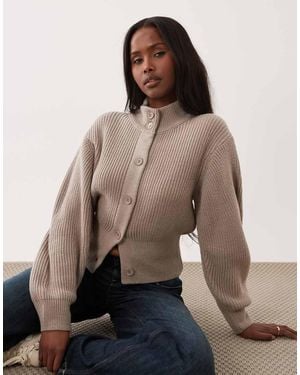 ASOS Knitted Funnel Neck Cardigan - Brown