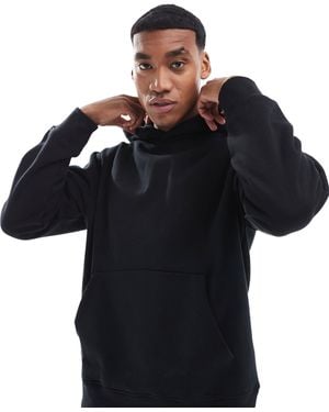 Jack & Jones Sweat à capuche cou oversize en tissu épais - Noir
