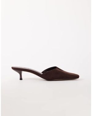 TOPSHOP Arthur Rounded Toe Mid Heel Mule - Brown