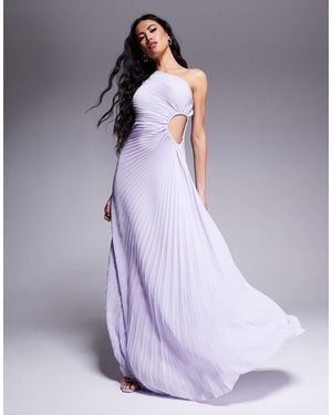 Aria Cove Pleated One Shoulder Cut Out Maxi Dress - Purple