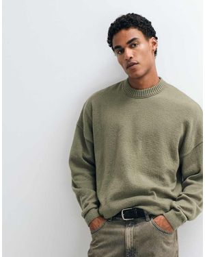 ASOS Super Oversized Knitted Crew Boucle Jumper - Green