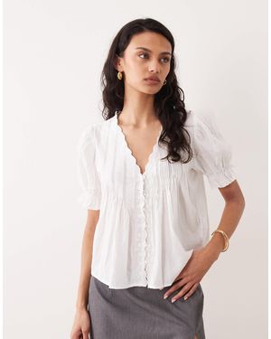 Abercrombie & Fitch Short Sleeve Boho Blouse - White
