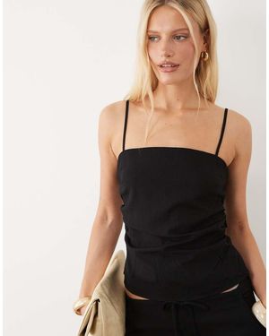 Mango Riga Strappy Ruched Side Top - Black