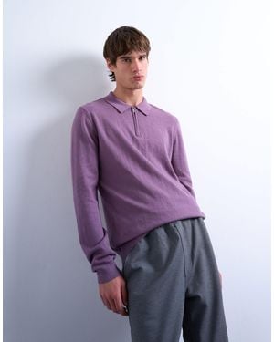 TOPMAN – essential – gestricktes polohemd - Lila