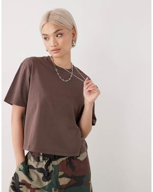 Collusion Boxy Short Sleeve T-shirt - Brown