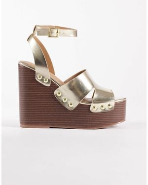 ASOS Tamara Cut Out Studded Wedge Sandals - Brown