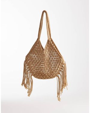 Kaiia Bolso De Hombro Playero Con Flecos Y Diseño Entretejido De Algodón Exclusivo De -Neutro - Multicolor