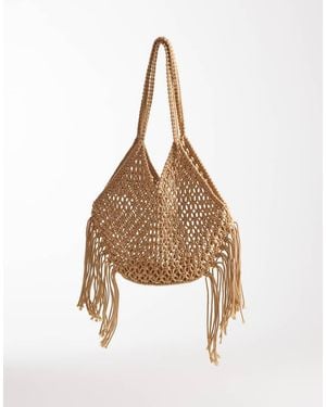 Kaiia Exclusive Cotton Woven Tassel Shoulder Beach Bag - Multicolour