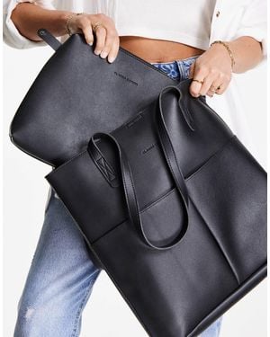 Claudia Canova Unlined Two Pocket Tote Bag With Removable Pouch - Black