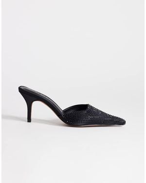 TOPSHOP Avery Embellished Pointed Mule Mid Court - Blue